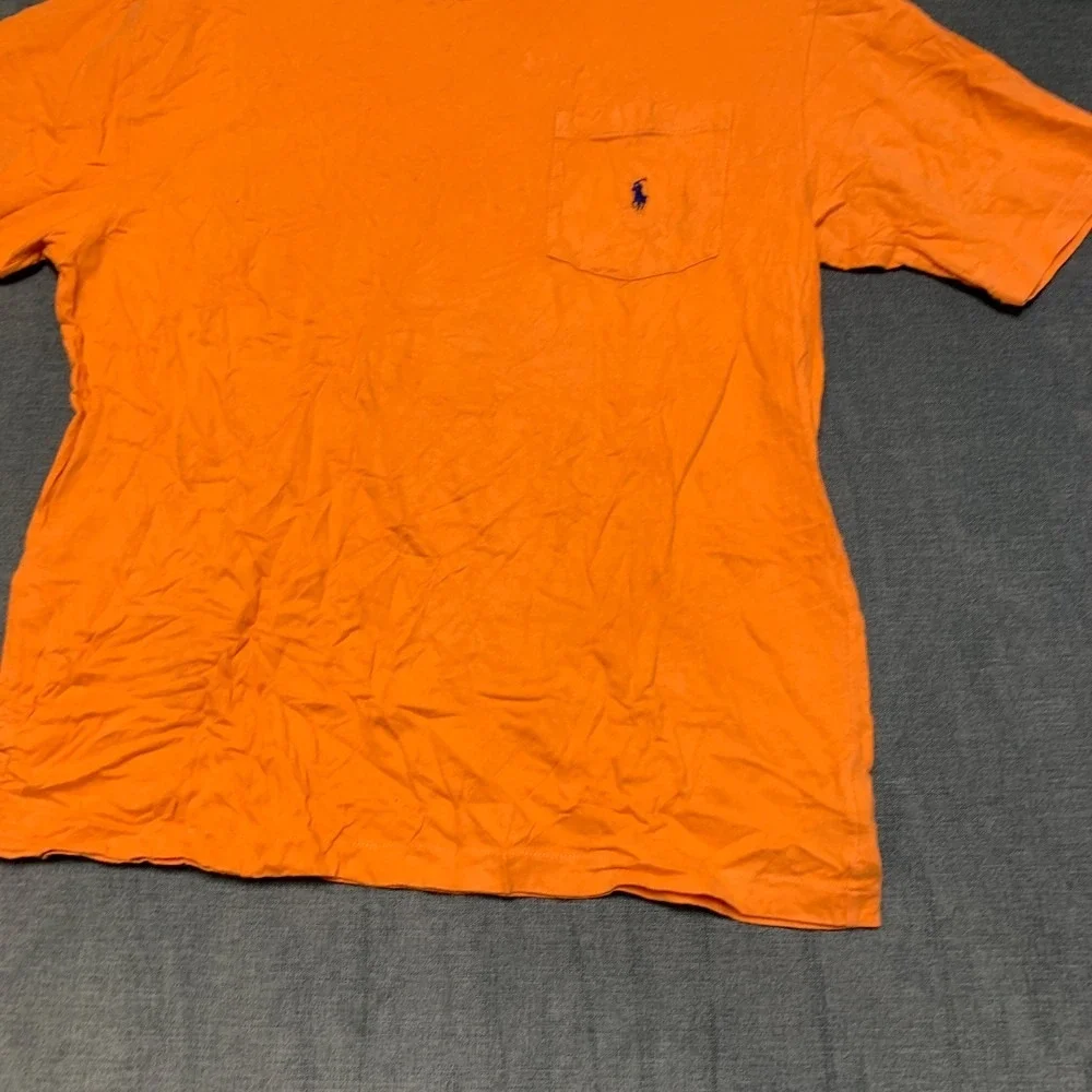 Polo Ralph Lauren T Shirt Mens S Orange Embroidered Logo Chest Pocket Short